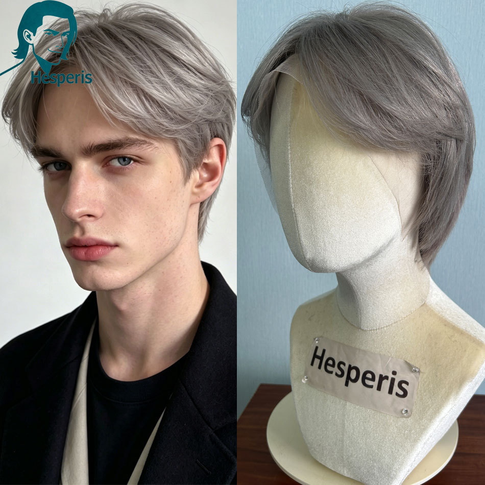 Pre Parted 13X4 Lace Front Bob Wig - Hesperis Perruque Bob Courte pour Homme,