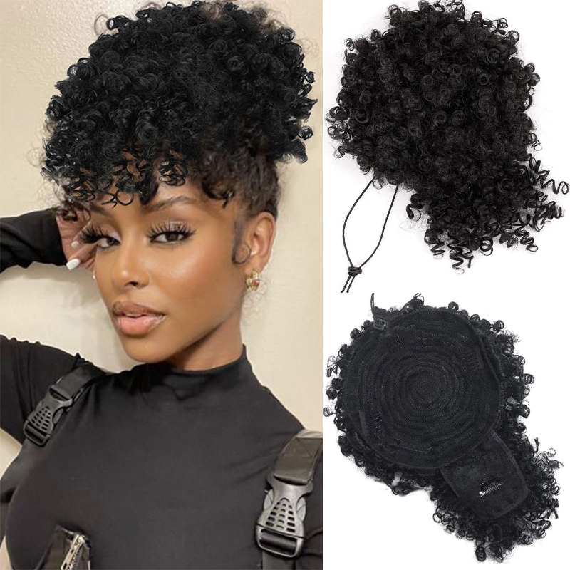 Drawstring Afro Curly Puff Ponytail - Afro Puff Kinky Curly Hair, Updo
