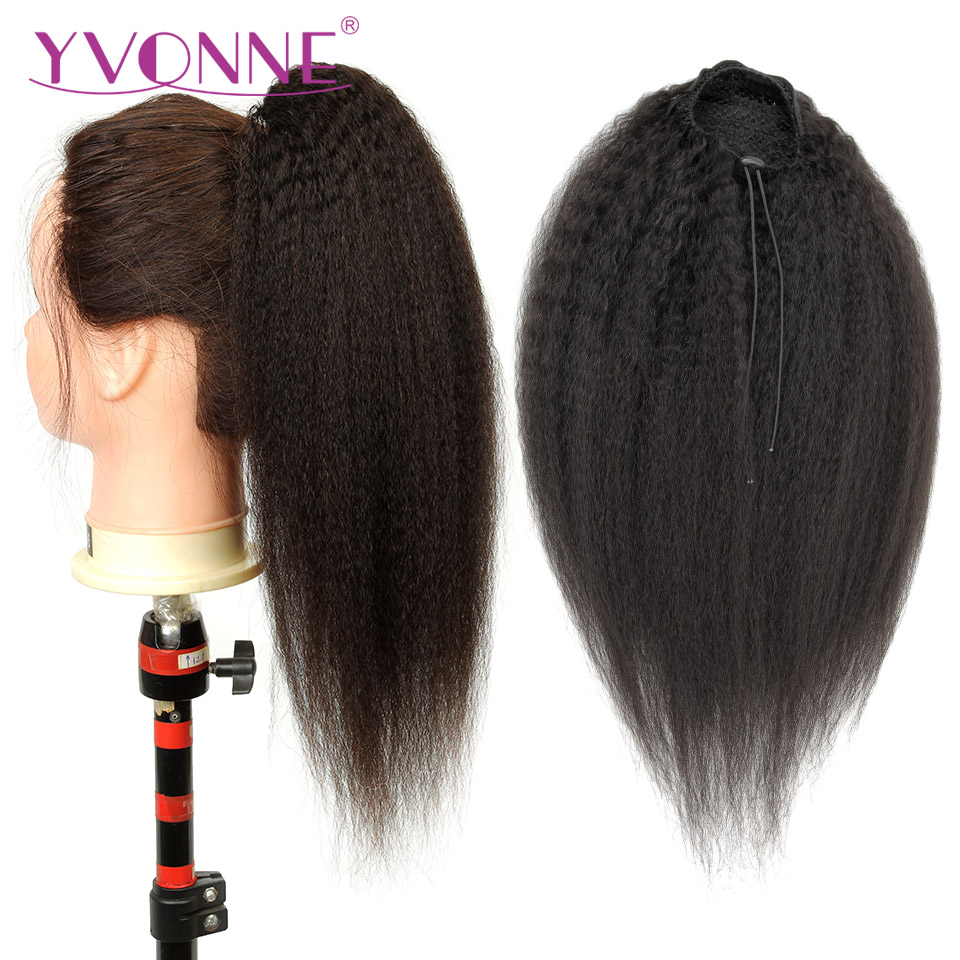 Seamless Clip In Hair Extensions Human Hair - Yvonne-Kinky Straight Proximity Wstring Ponytail, Extensions