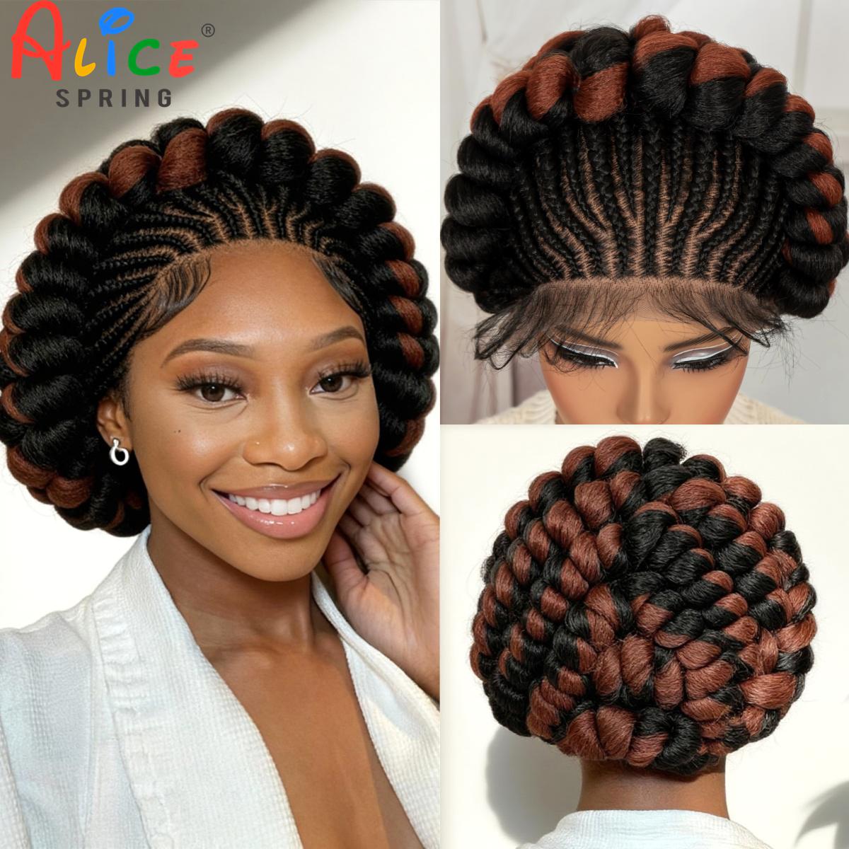 Synthetic Braided Wigs For Black Women - Cornrow tressé perruques synthétiques pleine dentelle