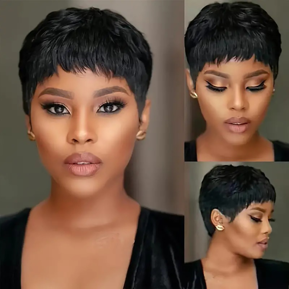 Short Pixie Cut Wig Human Hair Cheap - Perruques de cheveux humains droites courtes