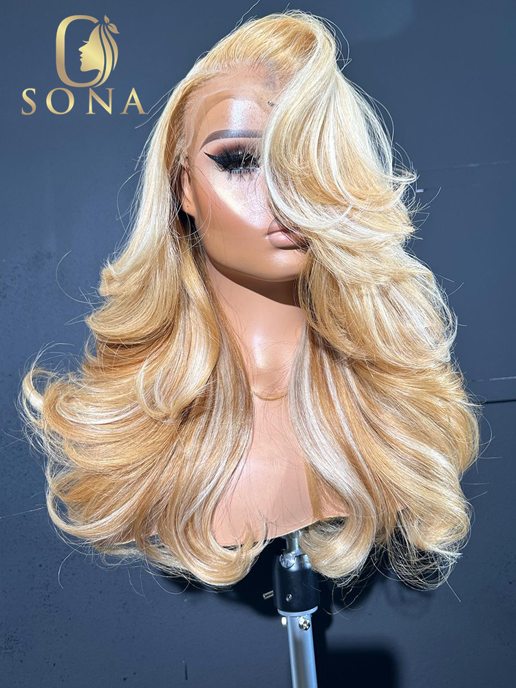 613 Blonde Body Wave Lace Front Wig - 613 # 27 # Perruque Lace