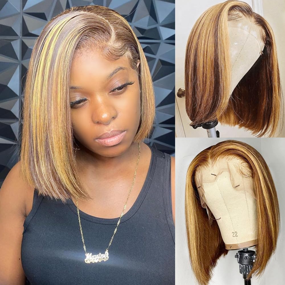 Pre Parted 13X4 Lace Front Bob Wig - Perruque Bob en cheveux humains 13x4