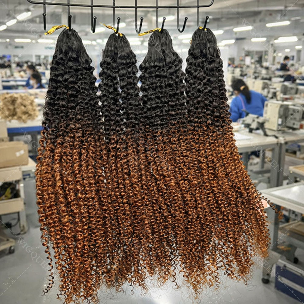Water Wave Bulk Human Hair For Braiding - Cheveux humains bouclés crépus 12A marron