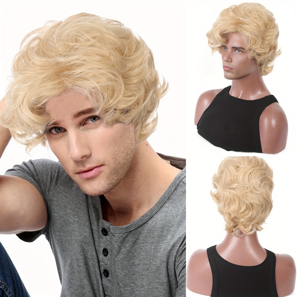 Synthetic Wigs - Perruque blonde courte ondulée et moelleuse