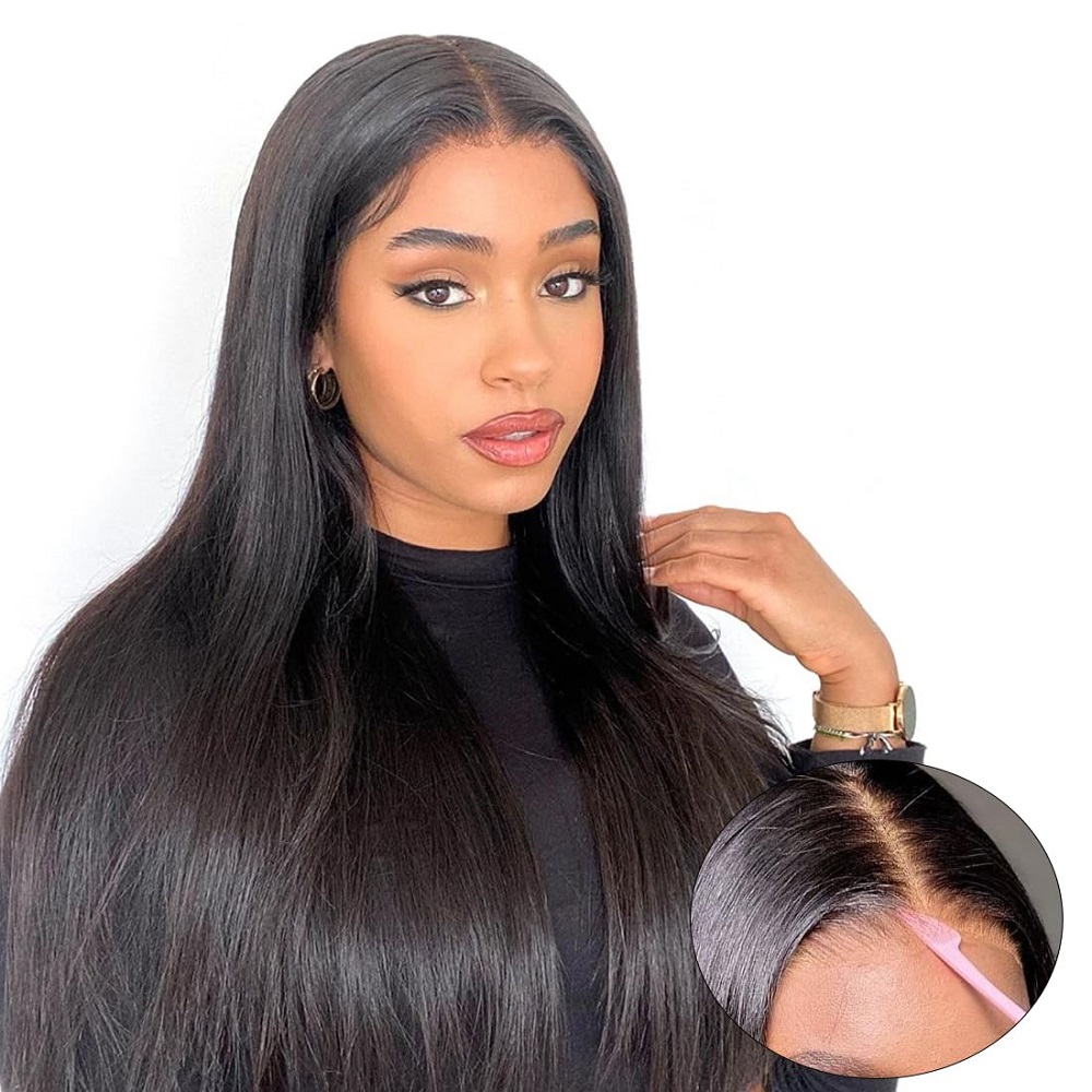 Glueless Wear And Go Human Hair Wig - Perruques Lace Front Droites 7x5 de