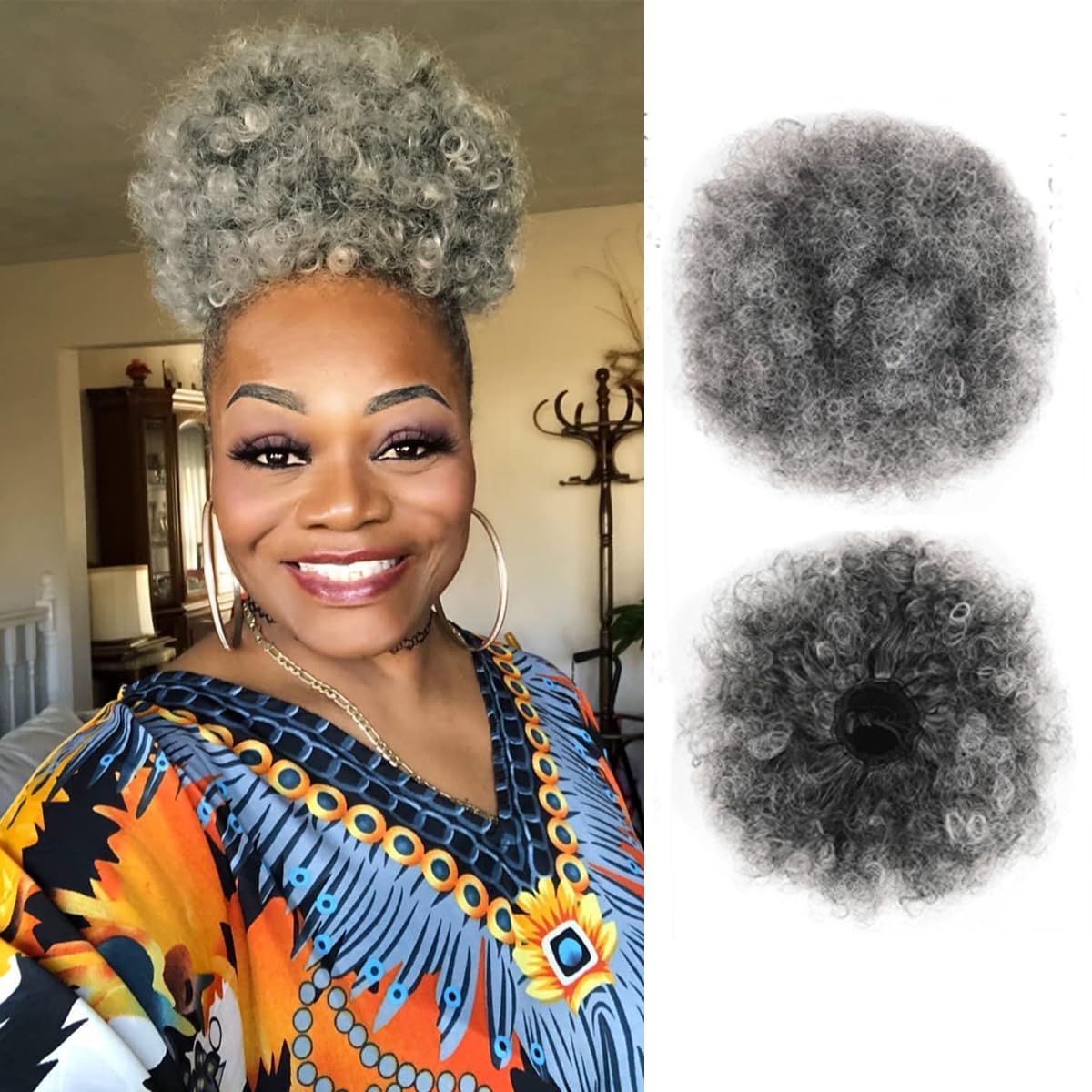 Drawstring Afro Curly Puff Ponytail - Queue de cheval afro à cordon,