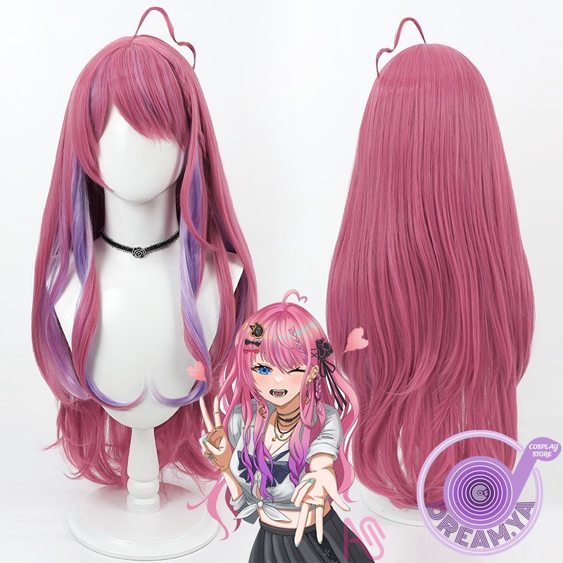 Synthetic Wigs - Kuramochi Meruto Cosplay perruque Vtuber rose