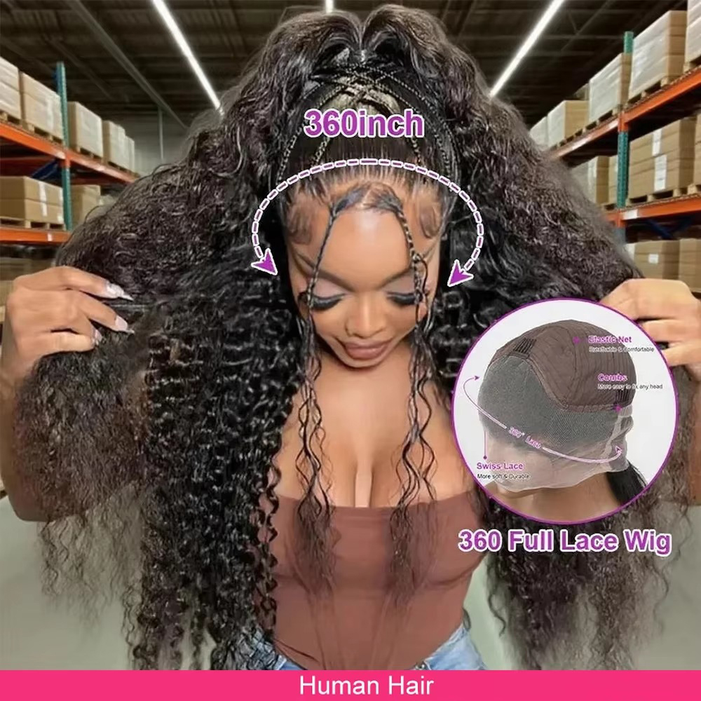 Glueless Wear And Go Human Hair Wig - 360 sangle Invisible pleine dentelle bouclés