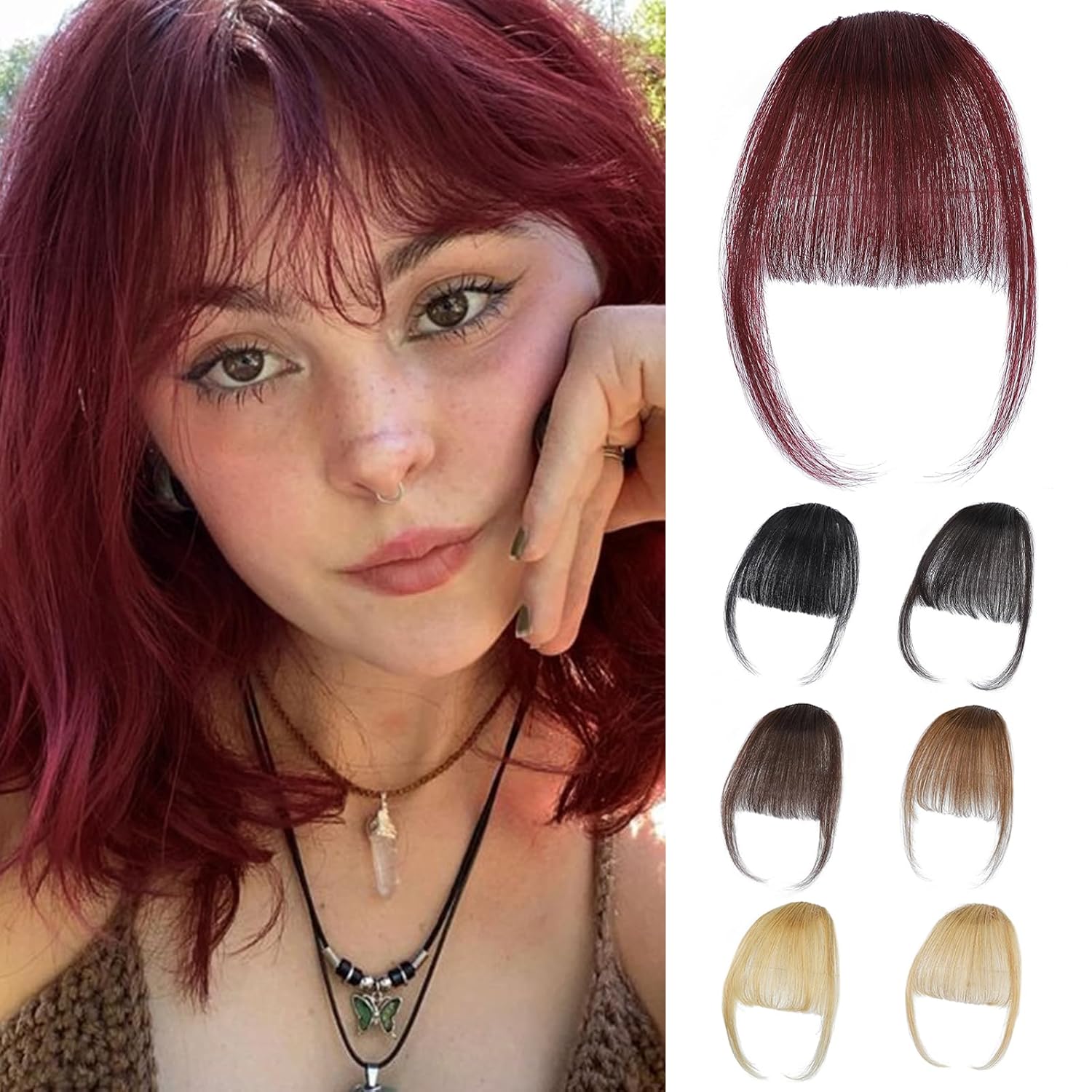 Seamless Clip In Hair Extensions Human Hair - Bourgogne pince en frange 100% vrais