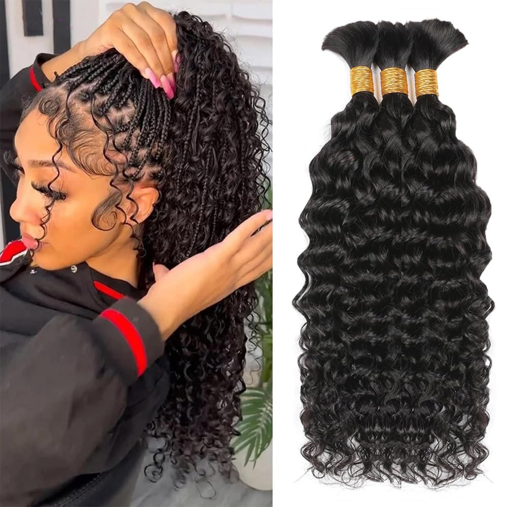 Cheveux humains ondulés pour t - Water Wave Bulk Human Hair For Braiding avis et prix