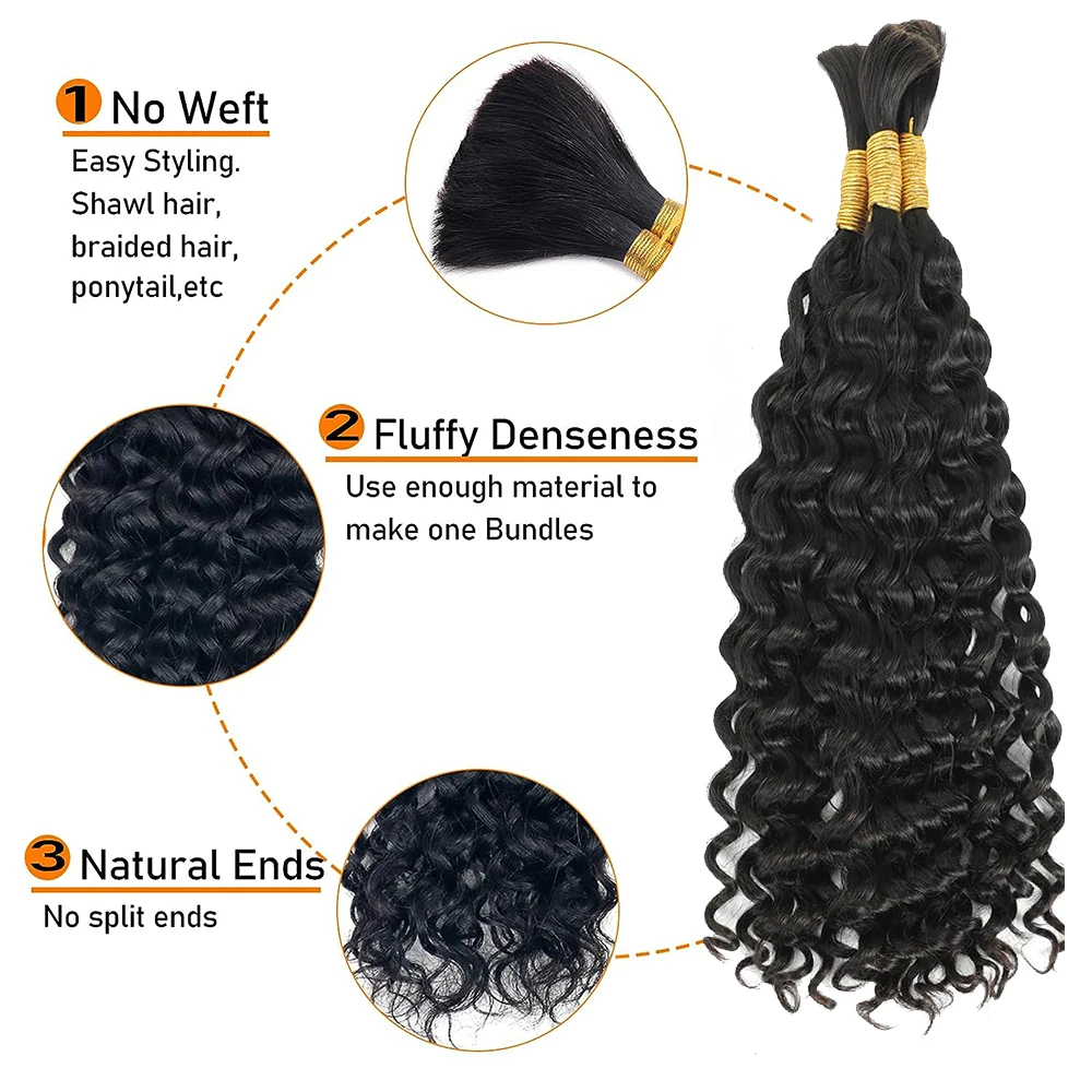 Cheveux humains ondulés pour t - Water Wave Bulk Human Hair For Braiding avis et prix