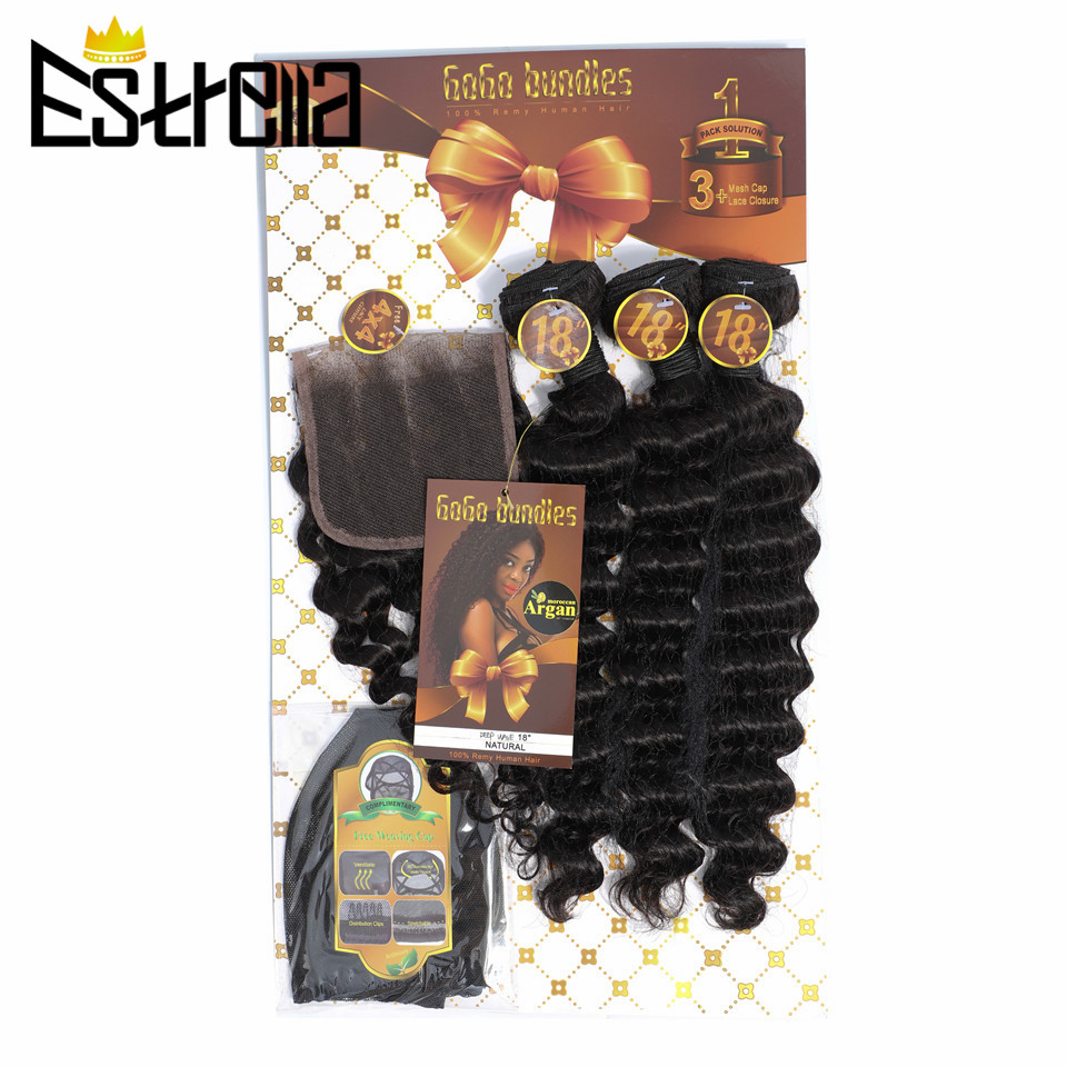 Mèches Péruviennes 100% Nature - Deep Wave 3 Bundles With Closure avis et prix