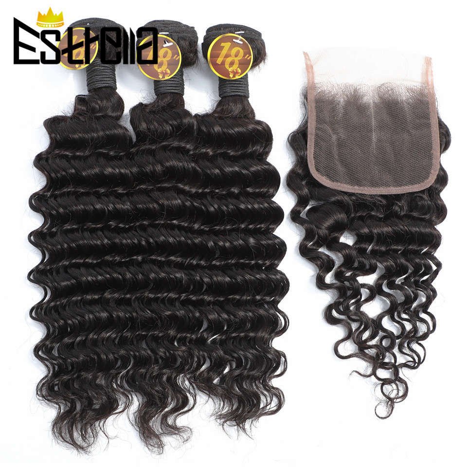 Mèches Péruviennes 100% Nature - Deep Wave 3 Bundles With Closure avis et prix