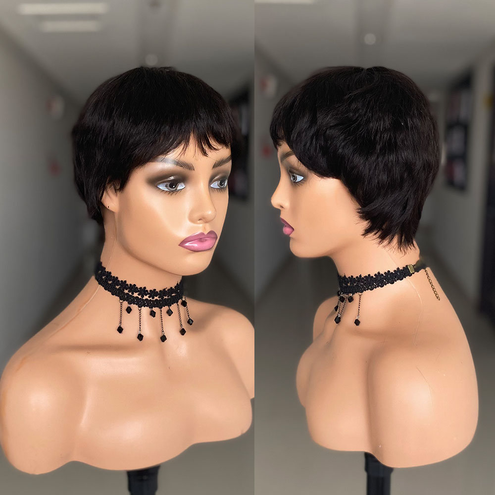 Perruques de cheveux humains d - Short Pixie Cut Wig Human Hair Cheap avis et prix