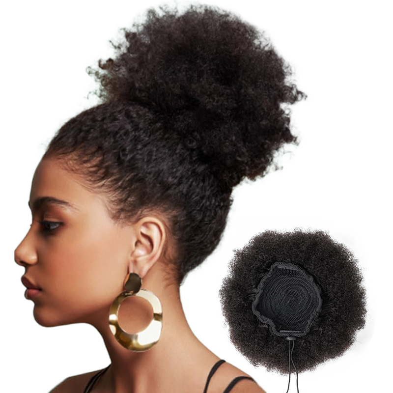 100% cheveux humains 8 pouces  - Drawstring Afro Curly Puff Ponytail avis et prix
