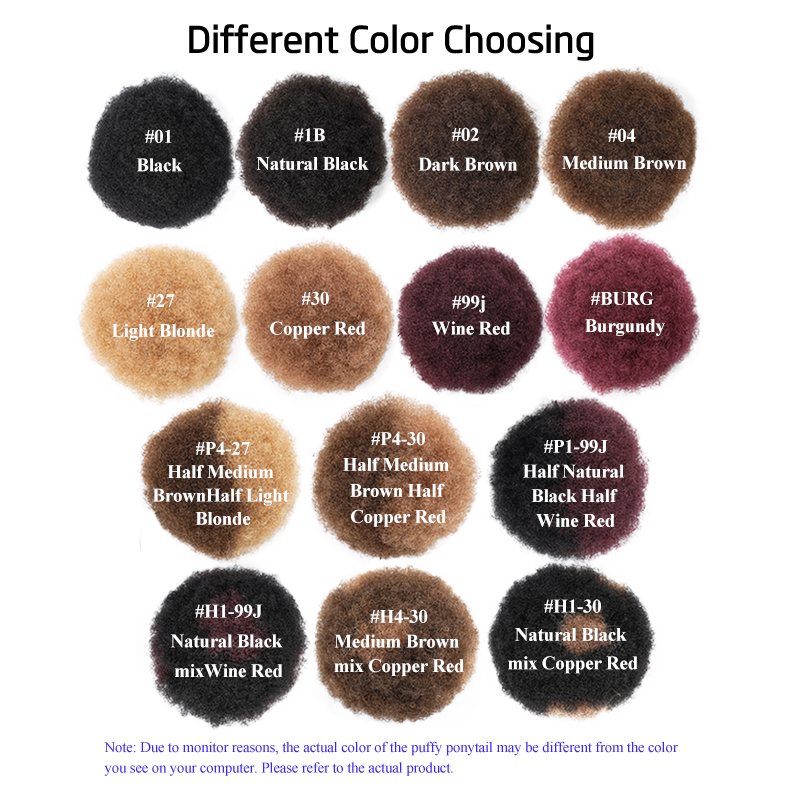 100% cheveux humains 8 pouces  - Drawstring Afro Curly Puff Ponytail avis et prix