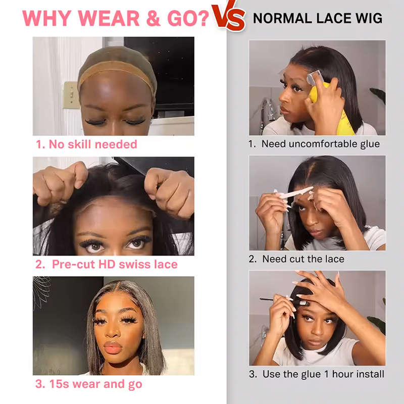 Perruques Lace Front en Cheveu - Glueless Wear And Go Human Hair Wig avis et prix