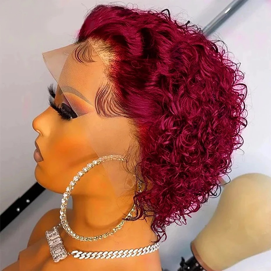 Perruque Pixie Cut 99J, perruq - Short Pixie Cut Wig Human Hair Cheap avis et prix