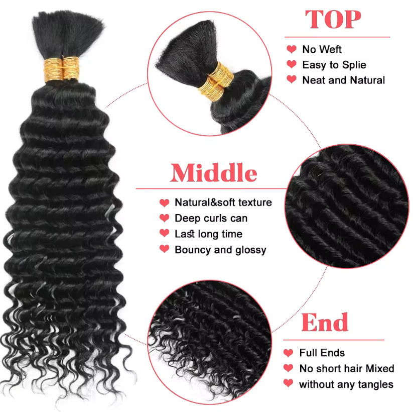 Cheveux humains en vrac, textu - Water Wave Bulk Human Hair For Braiding avis et prix