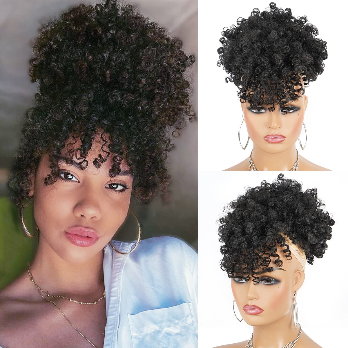 Queue de cheval synthétique Af - Drawstring Afro Curly Puff Ponytail avis et prix