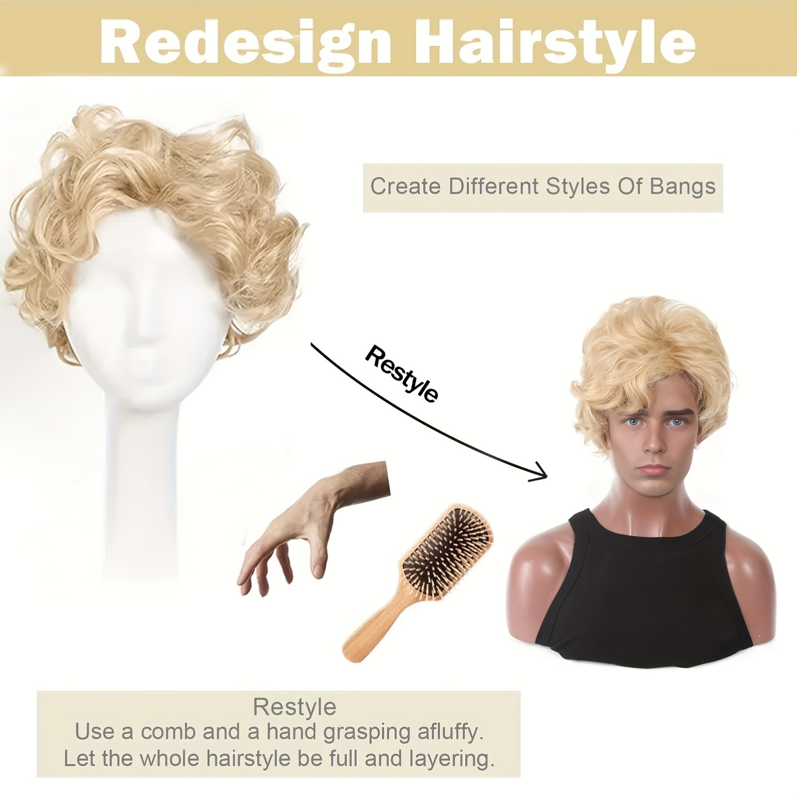 Perruque blonde courte ondulée - Synthetic Wigs avis et prix