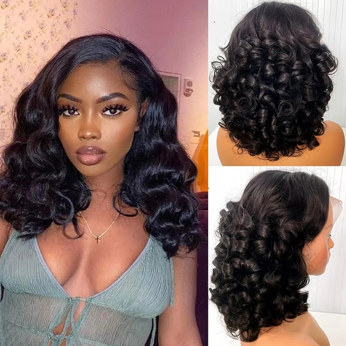 Perruque noire courte coupe bo - Pre Parted 13X4 Lace Front Bob Wig avis et prix