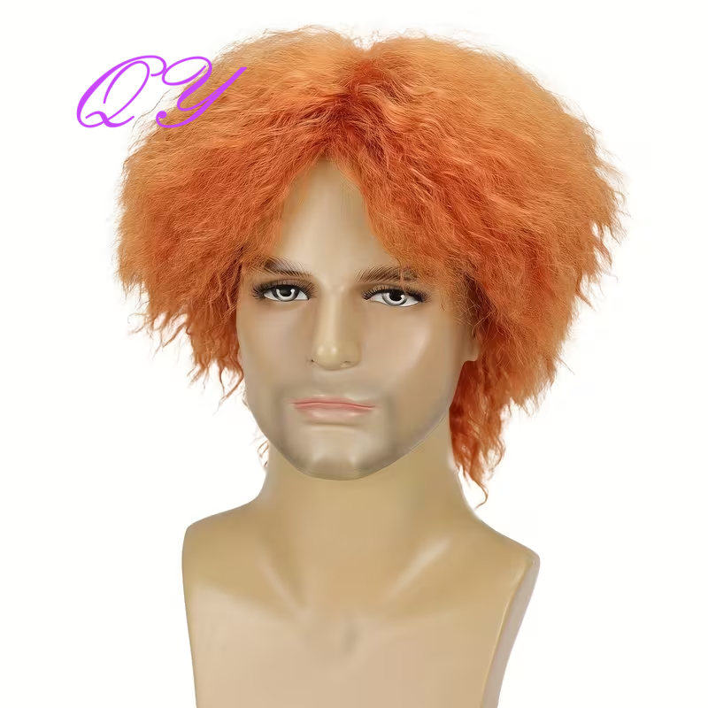 Perruque courte orange bouclée - Synthetic Wigs avis et prix