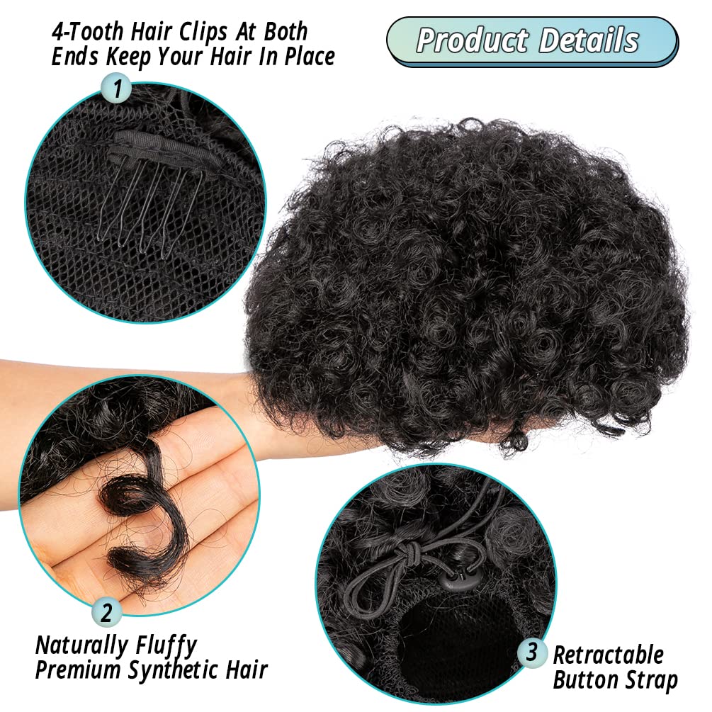 Afro bouffée cordon queue de c - Drawstring Afro Curly Puff Ponytail avis et prix