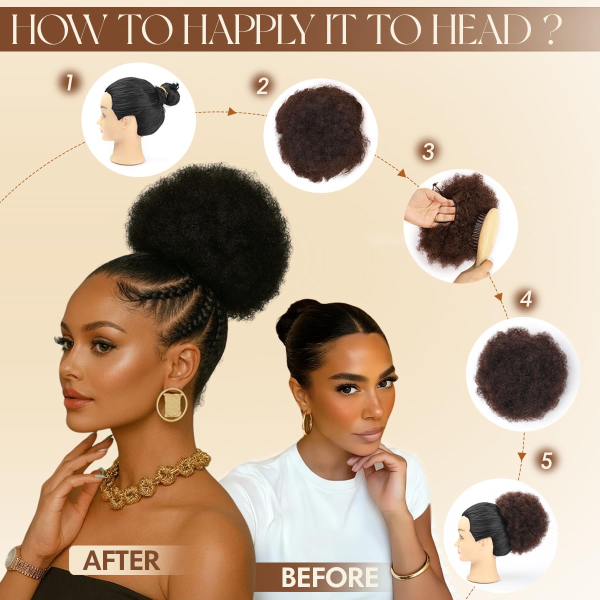 Queue de cheval synthétique Af - Drawstring Afro Curly Puff Ponytail avis et prix