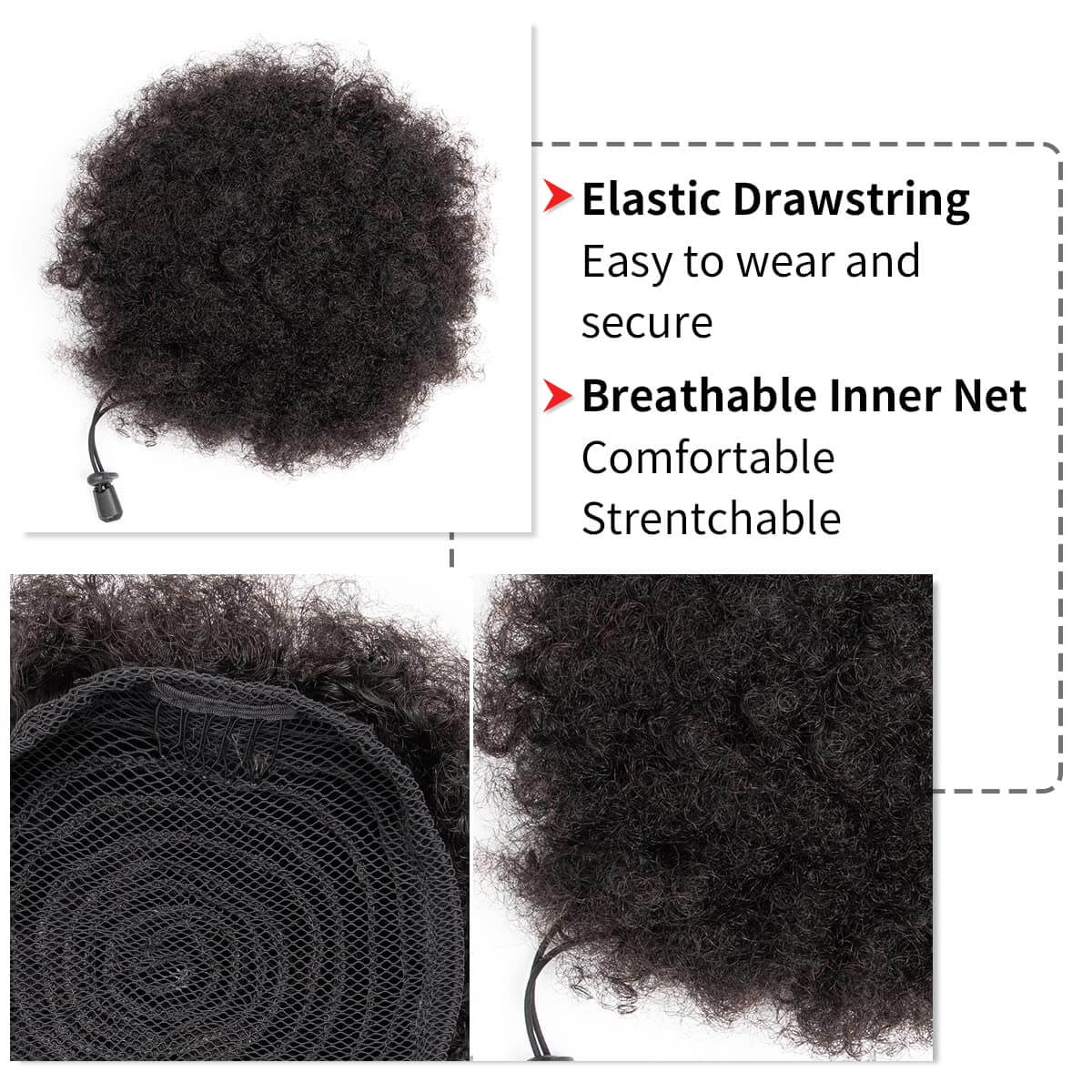 Queue de cheval synthétique Af - Drawstring Afro Curly Puff Ponytail avis et prix