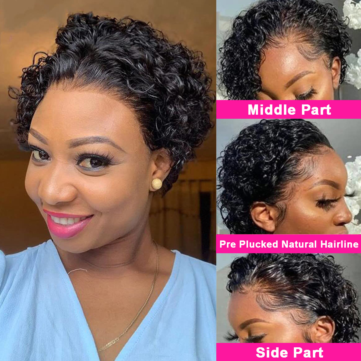 Perruques Pixie Cut 13x4, Perr - Short Pixie Cut Wig Human Hair Cheap avis et prix