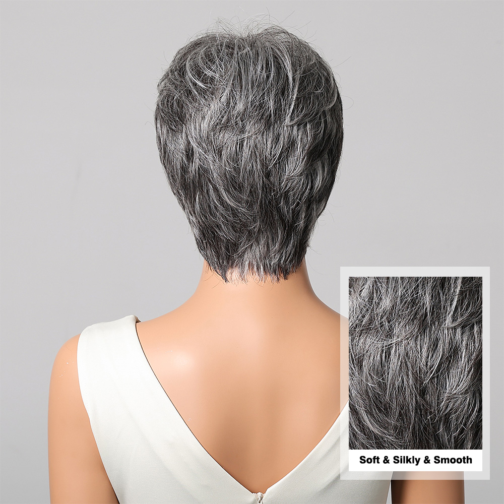 Perruque de cheveux humains gr - Short Pixie Cut Wig Human Hair Cheap avis et prix