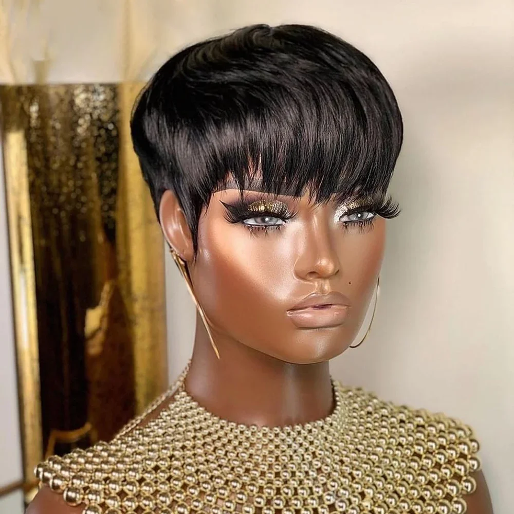 Perruques de cheveux humains c - Short Pixie Cut Wig Human Hair Cheap avis et prix