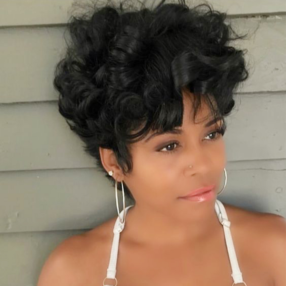 Perruque de cheveux humains on - Short Pixie Cut Wig Human Hair Cheap avis et prix