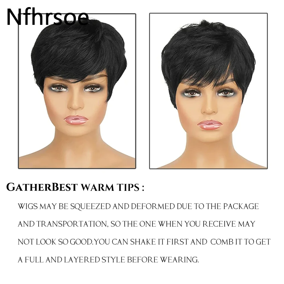 Perruques de cheveux humains c - Short Pixie Cut Wig Human Hair Cheap avis et prix