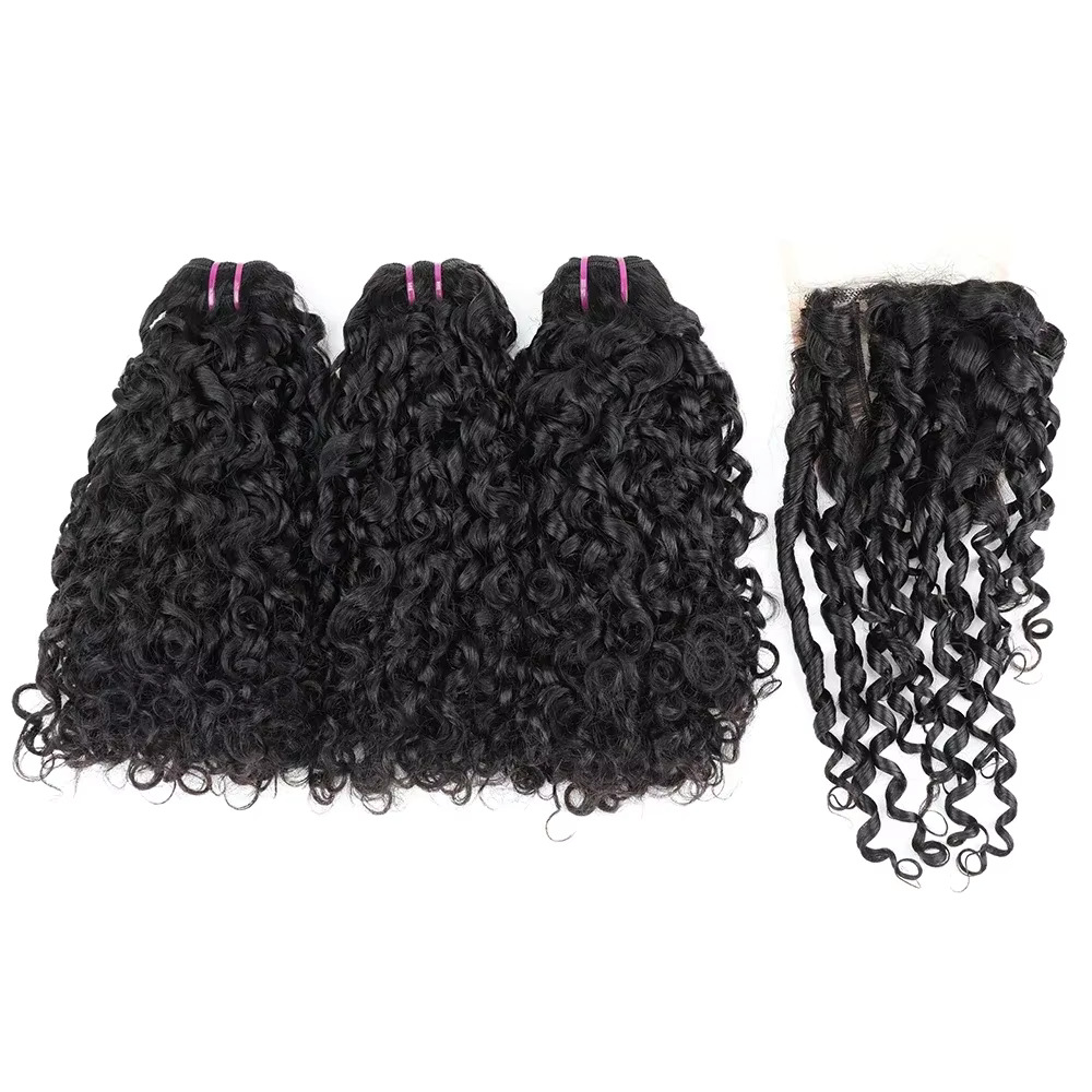 Pixie Curl cheveux paquets ave - Deep Wave 3 Bundles With Closure avis et prix