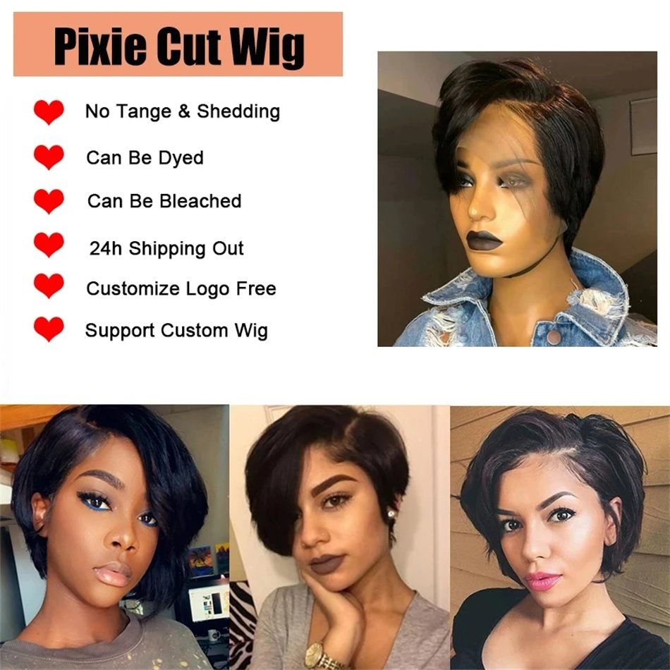 Perruque Bob Lace Front Brésil - Short Pixie Cut Wig Human Hair Cheap avis et prix